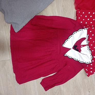 zlatne decije mindjuse: Lot haljina za devojčice – 4 komada, dugi rukav - Crvena haljina od — 3