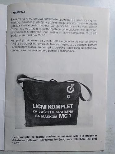 Knjiga:Licni komplet za zastitu gradjana sa maskom SC=1, 166 str. 16,5