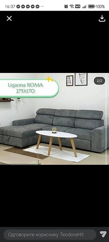 organizator za igračke: Ugaona garnitura ROMA – 275 x 170 cm - Moderan L‑oblik sa širokom — 2