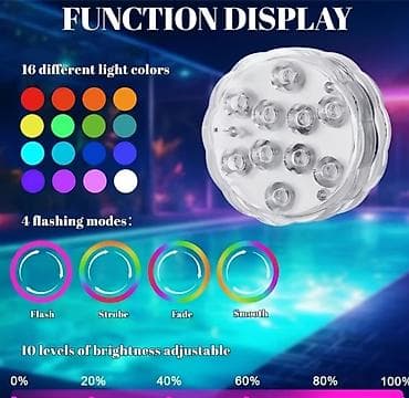 ormarici za kupatilo: RGB LED Podvodna Svetla za Bazen – Set 4 komada sa daljinskim — 4