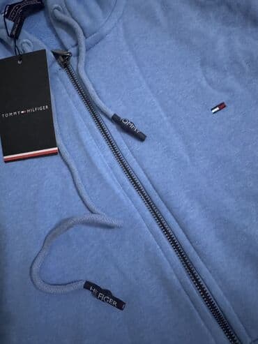 3 decembar duks: Sweatshirt, XL (EU 54), Tommy Hilfiger, color - Light blue, With a hood — 3