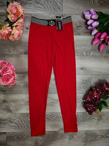 push up helanke: M (EU 38), Cotton, color - Red, Single-colored — 1
