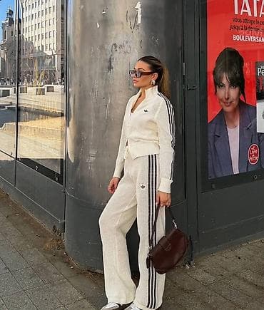 Gornji i donji deo: Ženski Adidas komplet – pleteni tracksuit u krem/beloj boji I — 3