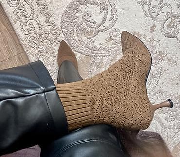 nike 36: Pletene čizmice/čarapa-štikle u boji karamele Čizmice do članka sa — 6