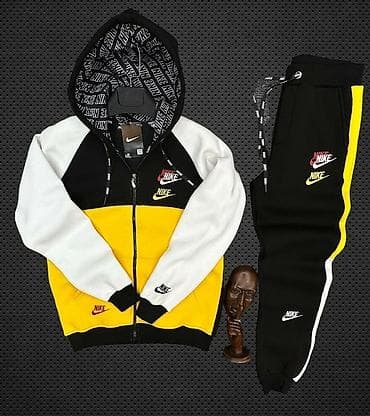 ski pantalone l: Komplet, M, Nike, bоја - Crna, Pamuk — 1