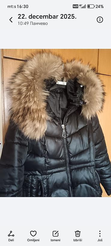 kapa kacket: Jakna sa pravim krznom M Ženska zimska jakna/kaput, crna — 2