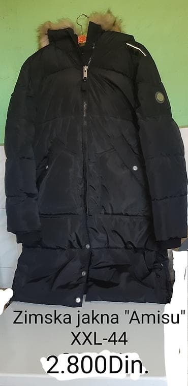 velicina 6 obuca: Zimska jakna Amisu – veličina XXL (44) - Boja: crna - Duga, topla — 5