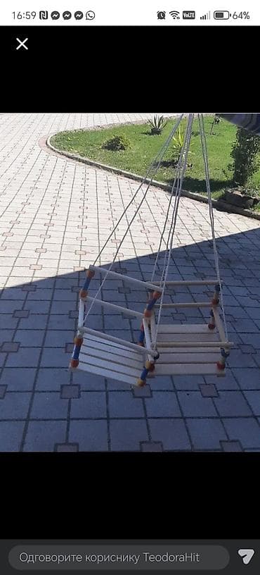 uradi sam pivski sto: Drvena dupla ljuljaška za decu - Tip: viseća ljuljaška sa dva sedišta — 1