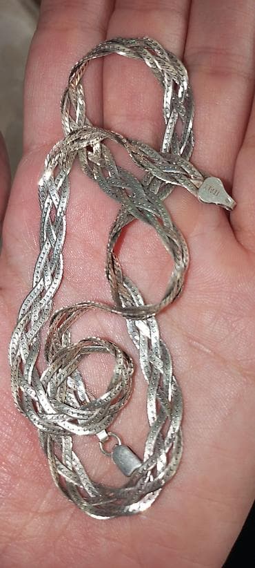 handmade nausnice: Pletena srebrna ogrlica - Materijal: srebro (obilježje “925” vidljivo — 7