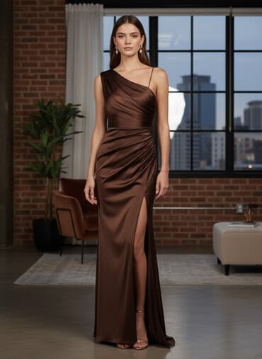 mona haljine outlet: NOVO.Elegantna duga haljina u čokoladno braon boji. - Kroj — 1