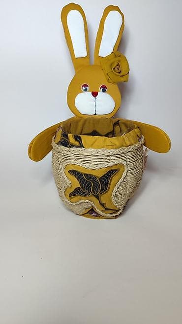 Slike i ramovi: Dekorativna korpa u obliku zeke - Ručno rađena korpica sa glavom i — 6