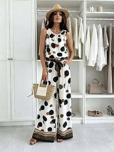 tifani kompleti zenski: Dvodijelni ženski komplet – top bez rukava i široke pantalone - Kroj — 2