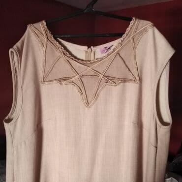 Dresses: M, color - Beige, Oversize, With the straps — 2