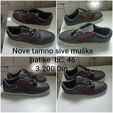 muske patike broj 50: Nove muške patike – tamno siva boja, broj 46. Model sa crvenim — 2