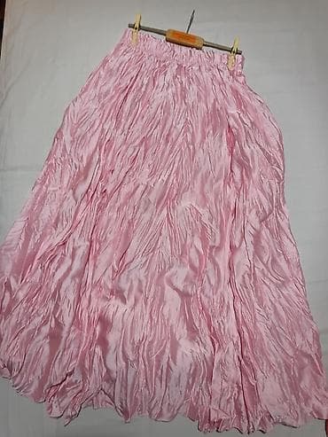 ivko clothing: Roza duga suknja od satenskog sjajnog materijala. - Kroj: široka — 5
