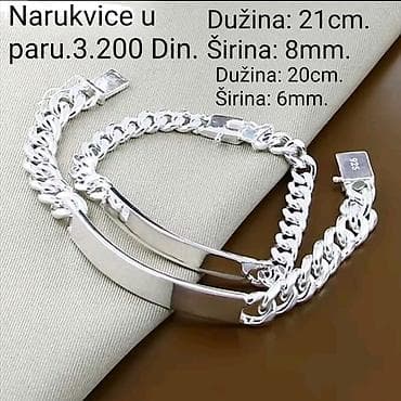 hiruski celik lanac: Posrebrene narukvice u paru sa žigom S925. –Elegantan lančani dizajn — 1