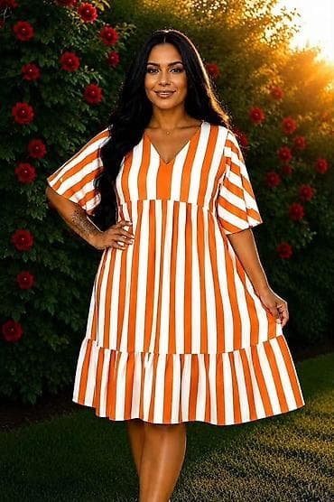 modeli svecanih haljina: 💥Haljina za punije ✨Pruge koje nikad ne izlaze iz mode 💥2XL 3XL 4XL — 3