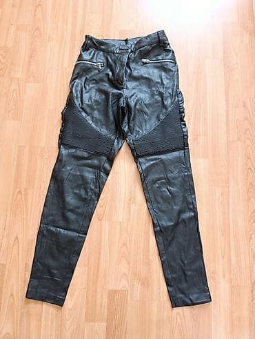 Moto pantalone od veštačke kože (biker stil) - Materijal: imitacija — 1