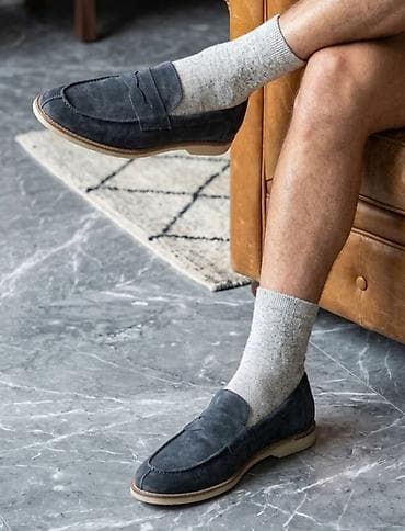 Muške mokasine – tamnosive - Model: penny loafers - Materijal