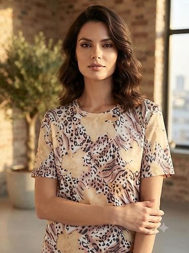 zara suknje: Ženska majica kratkih rukava sa printom - Model: klasičan kroj — 1
