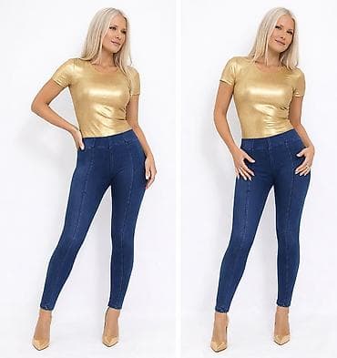 Lične stvari: Ženske skinny farmerke/leggings – tamnoplavi triko-denim - Kroj — 2