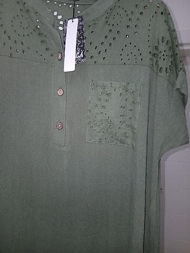 Haljine: Maslinasto zelena haljina nova100%lan maksi duzine odgovara br l i xl — 2