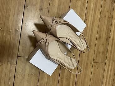 delovi za satove: Elegantne ženske slingback cipele sa špicastim vrhom u nežnoj bež/nude — 2