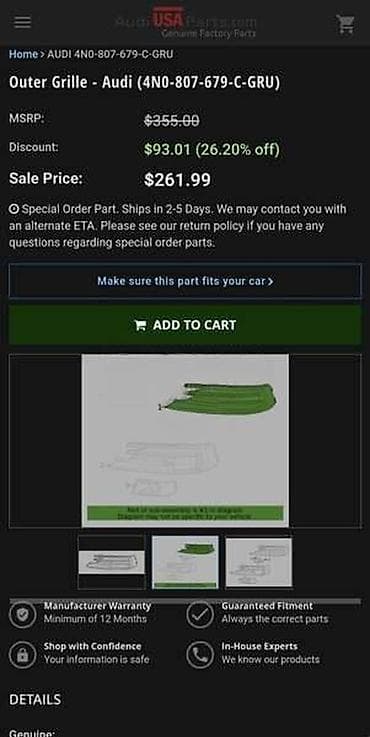 termometar za tecnost: REŠETKA BRANIKA ZA AUDI A8 | audi a8 rešetka branika audi 4N0 807 — 5