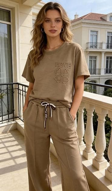 Kompleti: Komplet majica kratkih rukava siroka i pantalone ravnog kroja sa — 3