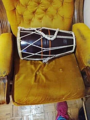 Tradicionalni ručno vezani dvooglavi bubanj (tip dholak/nafram) - — 2