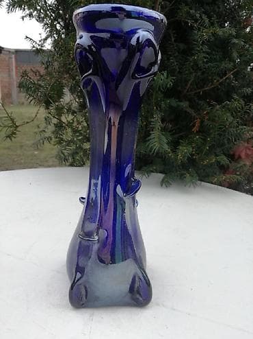 peskarenje stakla: Stara Unikatna Kobaltna Plava Vaza Murano broj 3. Visina 28 cm — 2