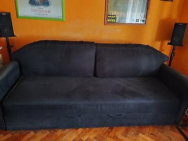 dormeo jastučnice akcija: Crna trosed-sofa na razvlačenje sa velikim ležajem i fiokom - — 1