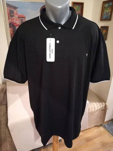 trikotazne pantalone: Nova muska pamucna polo majica sa kragnom Elvis Crna 8XL. Vrlo dobra — 1