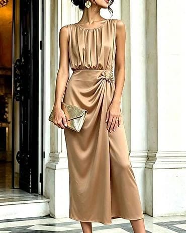 afrika baletanke: Elegantna midi haljina od satenskog materijala Nova kolekcija ✨️ — 5