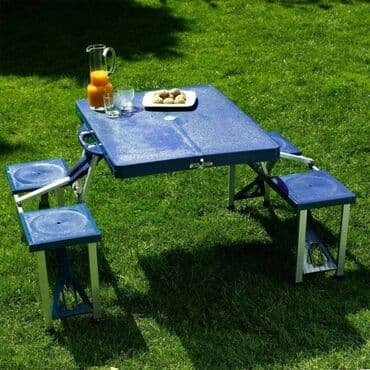 prenosivi rostilj: Baštenska ganitura, Plastika, bоја - Svetloplava, Novo — 4