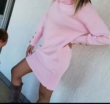 providna bluza od tila: Pletena haljina/džemper-tunika u svetloružičastoj boji. - Kroj: mini — 5