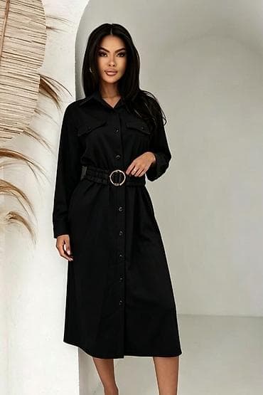 Haljine: 🔥Košulja-haljina midi dužine sa dugmadima i pojasom
✅2300 din — 3