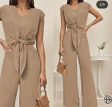 размер м: Komplet kosuljacrop top i pantalone širokih nogavica - Dvodijelni set — 2