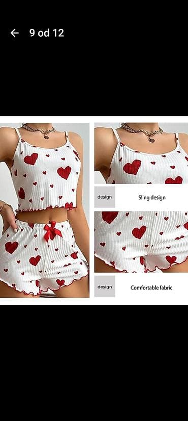 Muška obuća: Ženski komplet za spavanje/druženje – top na tanke bretele i šorts - — 9