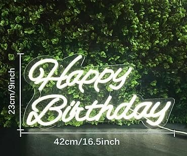 staklene case novi sad: LED neon natpis “Happy Birthday” - Svetleći natpis u obliku — 2