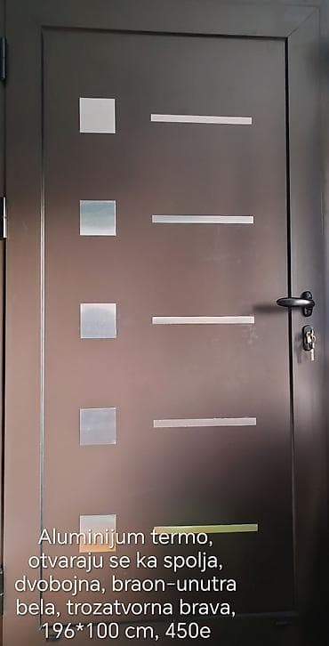 Aluminijumska termo ulazna vrata - Otvaranje ka spolja - Dvobojna