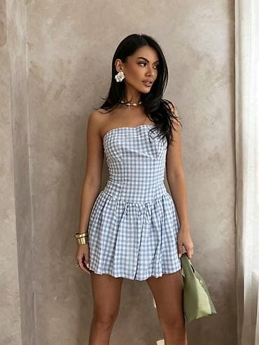 Haljine: 🔥Haljina na tregere bez bretela – gingham mini
✅1900 din — 4