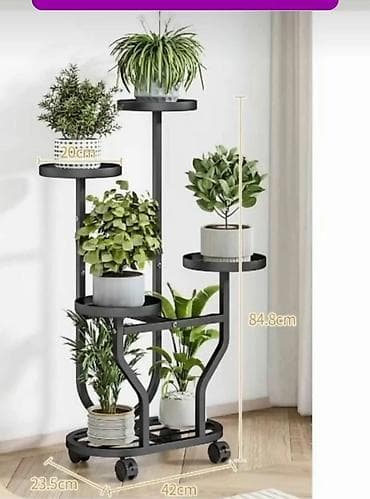 Postolja za stolove: Višenamenski stalak za saksije sa točkićima - Materijal: metalna — 2