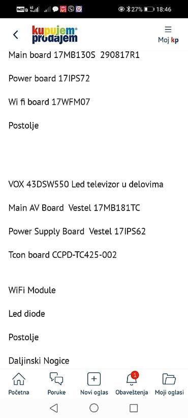 dozer za lekove: VOX LED televizori – delovi i ploče Dostupni delovi i oznake sa — 1
