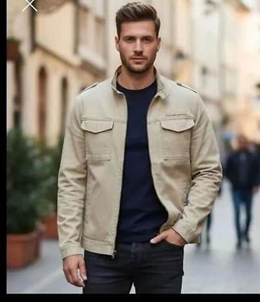 Muška lagana jakna – bež - Moderan, urban dizajn sa ravnim krojem -