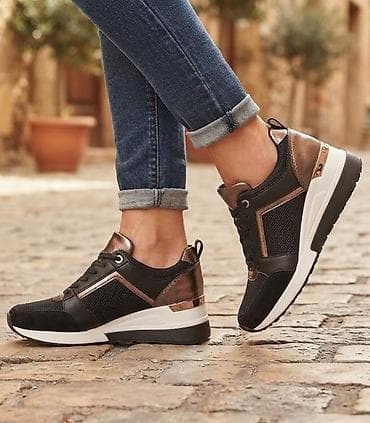 Ženske patike sa platformom – crno/brončani model - Dizajn
