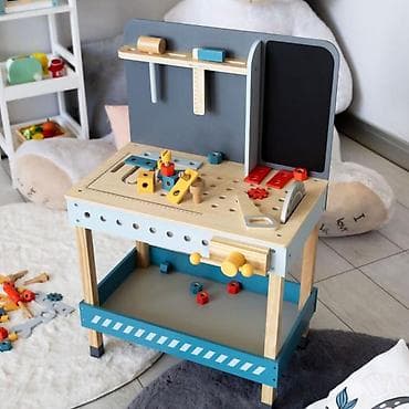 srebrne alke sa cirkonima: DRVENA RADIONICA SA ALATOM – 47 elemenata Brend: ECO TOYS Šifra — 5
