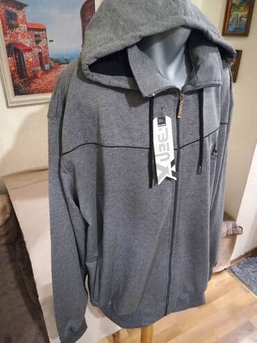 velicine pantalona: Novi muski duks sa kapuljacom u velikom broju Benx 5XL Sivi — 3