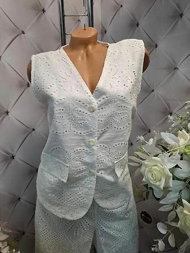 ps kombinezoni 2022: Damski komplet bez rukava – prsluk i pantalone od pamučne čipke — 3