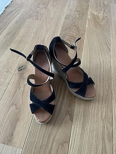 labrador patike zenske: Crne ženske sandale na punu petu (espadrile) - Gornjište: mekani — 3